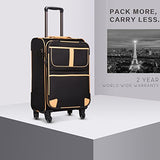 Coolife Luggage Expandable Suitcase Spinner Softshell TSA Lock (L(28in), Black)