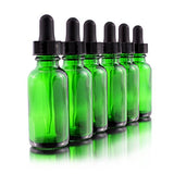 Premium Vials, Green, 1 Ounce, 12, Glass Bottles, with Glass Eye Droppers (12, 1 Ounce)