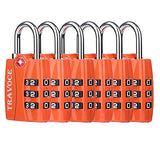 Travoce TSA Compatible Luggage Locks, Orange 6 Pack, Inspection Indicator with Alloy Body