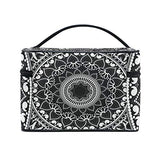 GIOVANIOR Black Ethnic Flower Mandala Large Cosmetic Bag Travel Makeup Organizer Case Holder for