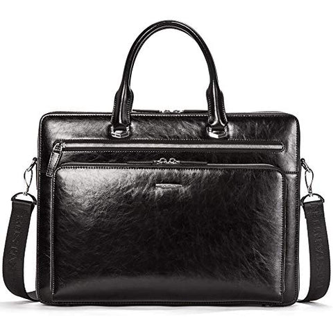 BOSTANTEN Leather Briefcase Shoulder 15.6"Laptop Business Vintage Slim Messenger Bags for Men &
