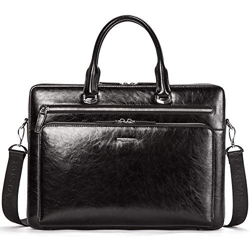 BOSTANTEN Leather Briefcase Shoulder 15.6"Laptop Business Vintage Slim Messenger Bags for Men &