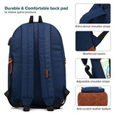 College Backpack, Water-resistent Laptop Backpack with USB Charging Port & Headphone Adapter for Men & Women Slim Anti-Theft Travel Bookbags Fits up to 14'' Computer 15'' Macbook - Blue