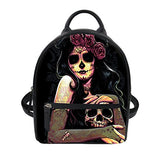 Fashion Women's Mini Backpack Purse Cool Cartoon Skull Printed Pu Leather Rucksack