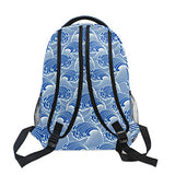 Stylish Vintage Japanese Waves Backpack- Lightweight School College Travel Bags, ChunBB 16" x 11.5" x 8"