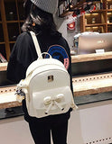 Girls Bowknot 3-Pieces Fahsion Leather Backpack Mini Backpack Purse For Women Beige