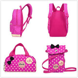 Fanci 3Pcs Polka Dot Bowknot Elementary Kids School Backpack Bookbag Set for Girls Princess Style