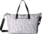 Calvin Klein Athleisure Nylon East/West Tote, White/Black