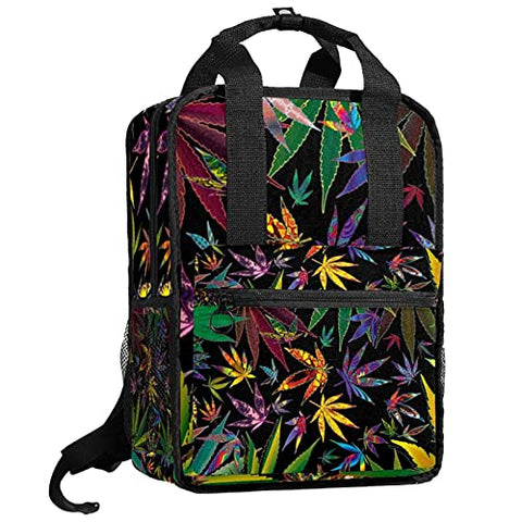 LORVIES Marijuana Cannabis Leaves School Bag for Student Bookbag Teens Travel Backpack Casual Daypack Travel Hiking Camping