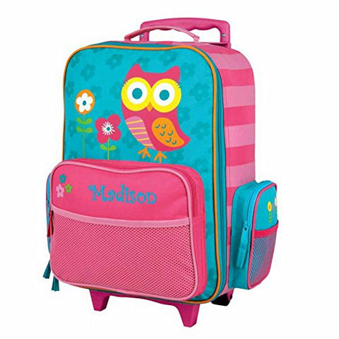 Personalized Kids Rolling Luggage (Teal Owl)