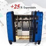 Merax Mellowdy 3 Piece Set Spinner Luggage Expandable Travel Suitcase 20 24 28 inch (blue)