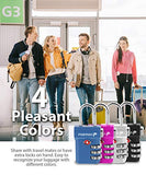 Fosmon TSA Approved Luggage Locks, (4 Pack) Open Alert Indicator 3 Digit Combination Padlock Codes with Alloy Body and Release Button for Travel Bag, Suit Case & Luggage - Blue, Pink, Silver, Black