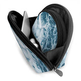 Makeup Bag Ocean Sea Wave Blue Handy Shell Clutch Pouch Bags Organizer For Women