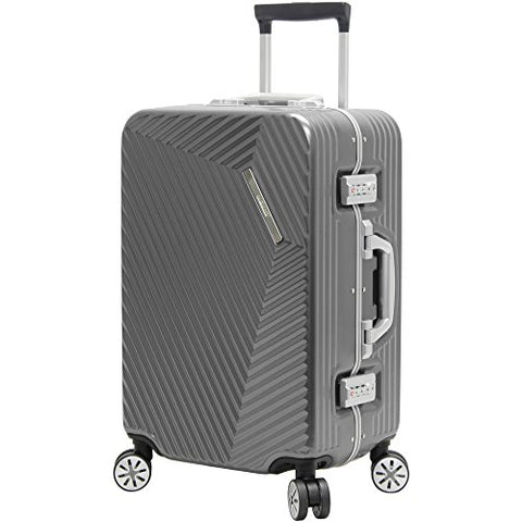 Andiamo Elegante Aluminum Frame 20" Carry On Zipperless Luggage With Spinner Wheels (20in, Black Pearl)