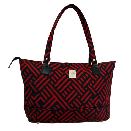 Jenni Chan Signature Computer Tote, Black/Red, One Size