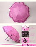 Honeystore Princess Lace Ultraviolet-Proof Triple Folding Umbrella Dome Parasol Fuchsia