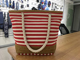 We We Beach Bag Waterproof Canvas Tote Straw Bag - Large (Style 04)
