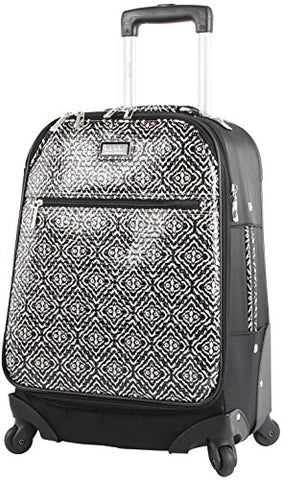 Nicole Miller Teagan 20" Long Bound Expandable Spinner Wheeled Suitcase (Black)