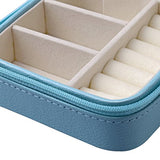 Vlando Small Faux Leather Travel Jewelry Box Organizer Display Storage Case for Rings Earrings Necklace (Blue)
