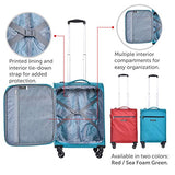 Ornate Ultra Light Weight Soft Suitcase - Carry On Luggage With Spinner Wheels (Sea Foam Green)