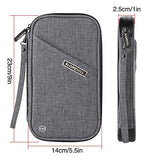 Slopehill Passport Holder RFID Blocking Travel Passport Wallet with Removable Wristlet Strap 9 Inches, Grey