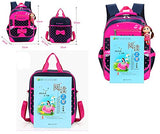 Efree 2 pcs Girl's Polka Dot Cute Bow Princess Pink School Backpack Girls Book Bag (Black)