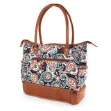 Fit & Fresh Voyager Commuter Bag, Carry On Travel Tote, Zippered Shoulder Bag (Navy Orange Paisley)