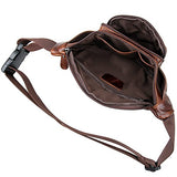 Berchirly Genuine Leather Waist Pack Adjustable Strap with Multiple Pockets Coffee