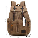 Vintage Travel Canvas Leather Backpack,Laptop Backpacks Rucksack,Shoulder Camping Hiking
