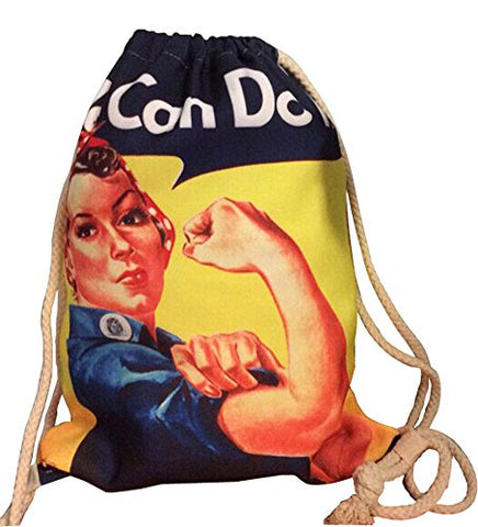 Fashional Item/Vintage Beauty Series Canvas Drawstring Backpack [Muscle Girl]