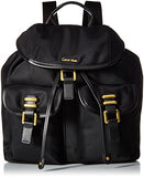 Calvin Klein womens Calvin Klein Bailey Nylon Backpack, black/gold, One Size