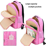 Girls Backpack for Kids Elementary Bookbag Girly School Bag with Insulated Lunch Tote and Pencil Pouch for Children (Light Pink - 3 Pices)
