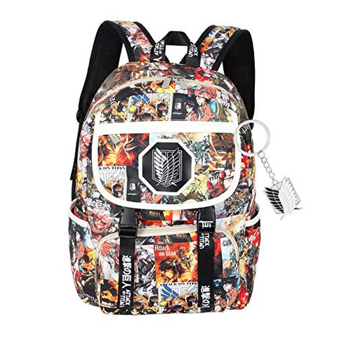 Attack On Titan Backpack Anime Laptop Backpacks Student's School Bookbags Large Capacity Bag 17inch with Keychain
