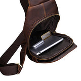 Sealinf Men'S Full Grain Leather Crossbody Chest Sling Bag Backpack (Reddish Brown)