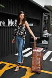 Travel Luggage, Aluminum Frame Hardside Suitcase With Detachable Spinner Wheels 20 Inch Rose Gold