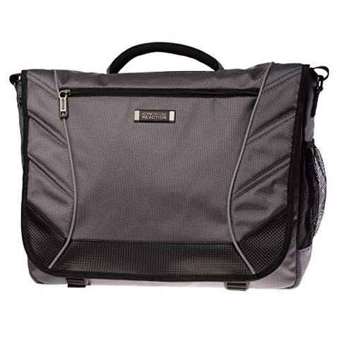 Kenneth Cole Reaction Flapover Castlerock Single Gusset 17 inch Messenger Bag for Laptops - Charcoal Gray
