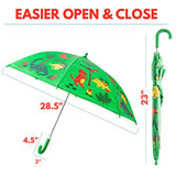 Babalu Kids Umbrella - Childrens 18 Inch Rainy Day Umbrella - Dinosaurs Green/Red