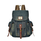 K-mover Women's And Girl's Denim Backpack School Bag Travel Bag Shoulder Bag (Deep blue)