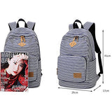 S Kaiko Stripe Canvas Backpack School Bakcpack For Women And Men School Bag Daypack Teenager