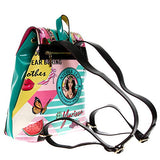 Studded Glossy Neon Floral Backpack with Adjustable Strap