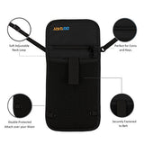 DEW Travel Passport Holder Stash Hidden Neck Pouch RFID Blocking Travel Anti-Theft Hidden Wallet