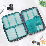 Packing Cubes for Travel, 8Pcs Compression Travel Cubes Set Foldable Suitcase Organizer Lightweight Luggage Storage Bag (Blue)
