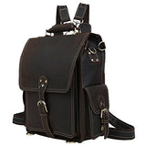 Polare Men'S Vintage Full Grain Leather Satchel Backpack Shoulder Bag Messenger Bag
