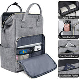 Laptop Backpack for Women Men, Travel Backpack for 15.6 Inch Laptop with RFID Pocket USB Charging Port, College School Backpack Bookbag Water Resistant Carry on Bag for Office/Teacher/Work,Grey