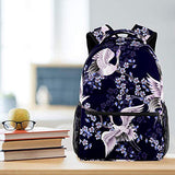LORVIES White Japanese Cranes And Pink Branches Backpack Hiking Daypack for Adults Kids