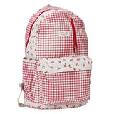 Damara Classic Lattice Print Zipper Backpack Rucksack,Red