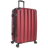 Kenneth Cole Reaction Wave Rush 28" Lightweight Hardside PET 8-Wheel Spinner Expandable Checked Suitcase, Warm Red