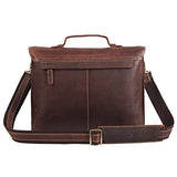 Polare Men'S 14'' Real Leather Professional Messenger Bag Laptop Briefcase