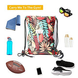 Alpaca Go Drawstring Bag Water Resistant Floral Leaf Lightweight Gym Sackpack for Hiking Yoga Gym Swimming Travel Beach (B - Black)