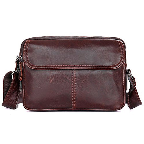 Clean Vintage Leather Crossbody Purse Women / Men'S Carry-All Messenger Bag (Brown)